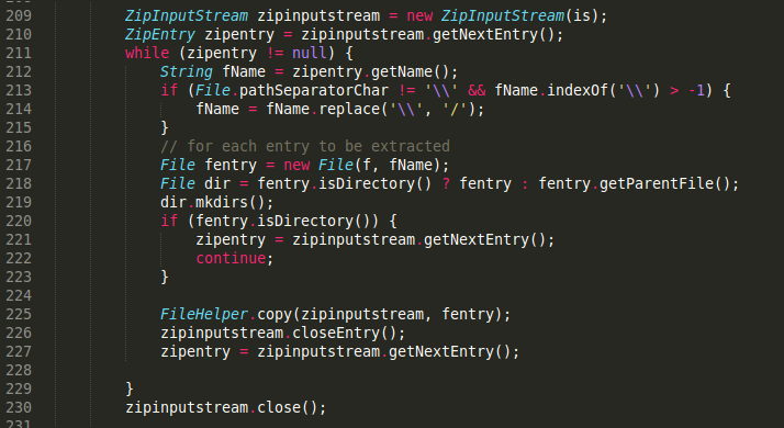 Figure 1: Vulnerable code (note the missing name check on line 217 and onward).