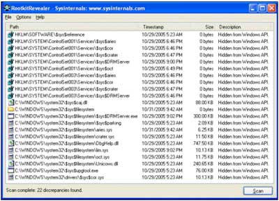 RootkitRevealer results on a system with XCP installed