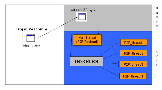 Module injection from kernel mode.