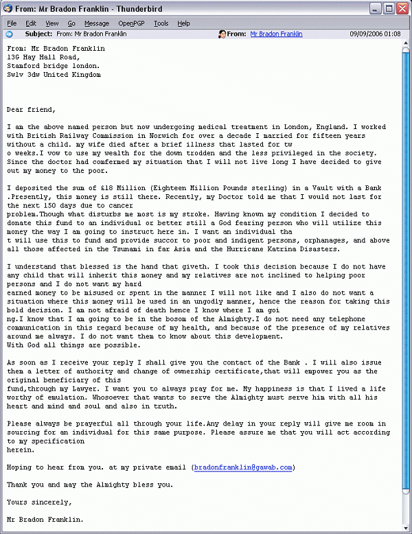 The ‘British Railway’ 419 email.