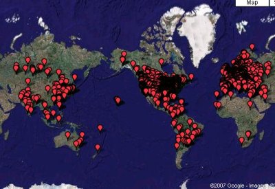 Google map – infected nodes.