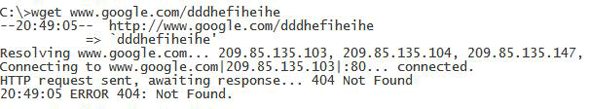 Returns ‘404 Page not found’ code – OK.