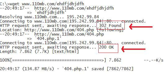 Returns either a ‘302 Found’ and/or ‘200 OK’ code and a page with some text – not OK.