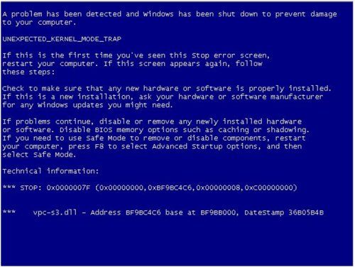 Third warning: blue screen.