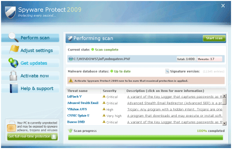 Win32/FakeSpypro – the fact that Win32/Waledac has installed rogue security applications demonstrates that there is money to be made from affected users.