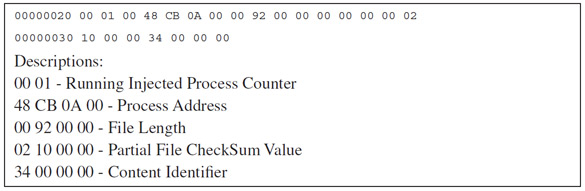 Bot status data – one process (rootkit installer) running.