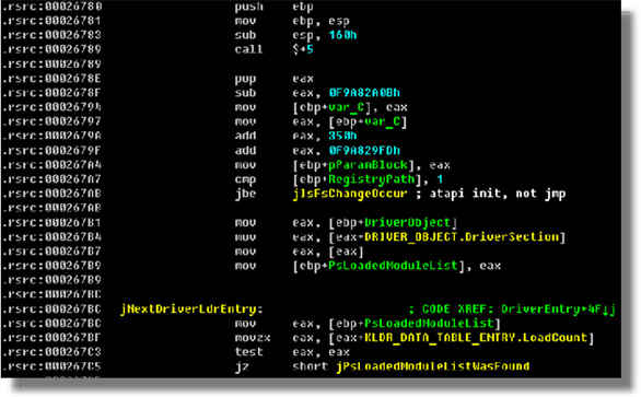 The entry point of atapi.sys compromised by BackDoor.Tdss.565.