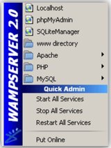 WampServer menu.