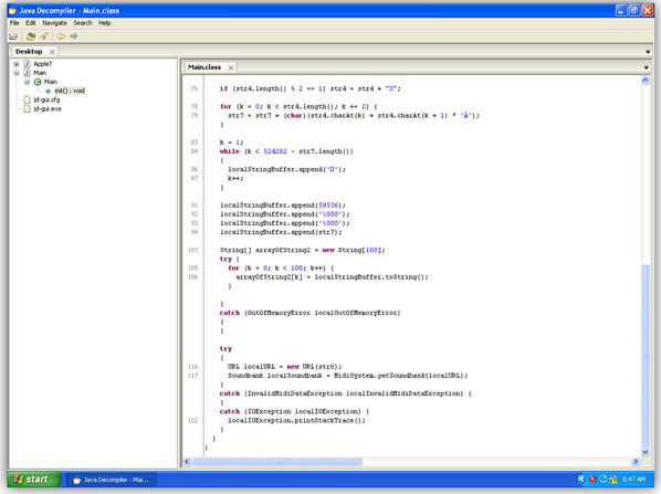 Java Decompiler default view.