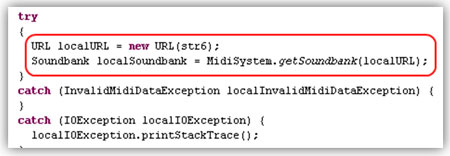 Strings of interest in questionable JAR and class file.