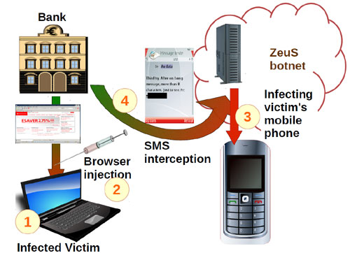 Infection by Zitmo and intercepting the mTAN.