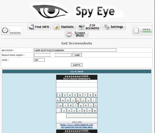 SpyEye – screenshot stealer.