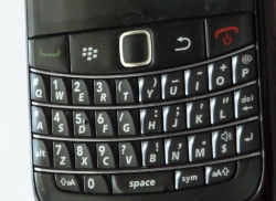 BlackBerry with QWERTY keyboard.