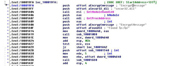 Hooking EncryptMessage in secure32.dll.