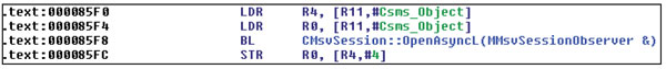 An example of a member variable being stored to a CSms object.