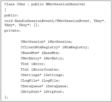 An approximation of the original header file for Spitmo’s CSms class.