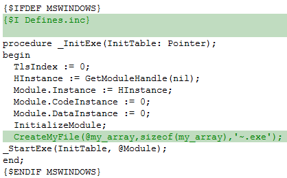 Malicious code is inserted into SysInit.pas.