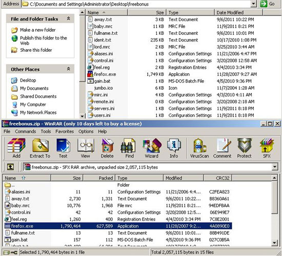 Extracted files from the Freebonus.exe package.