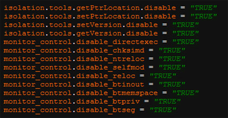 Memory bypassing configuration parameters.