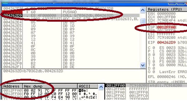 EDI in the memory location pointed to by ESP.