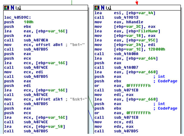 Parameters extracting ID and hash information.