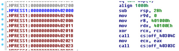 Original code disassembly from test file before running the uunp plug-in.