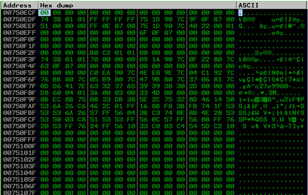 Memory view of complete loader code.