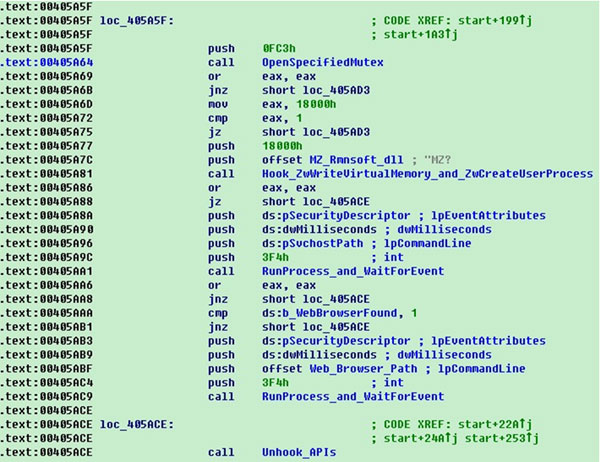 Rmnsoft.dll injection code snippet.