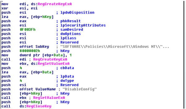 Disabling system configuration.