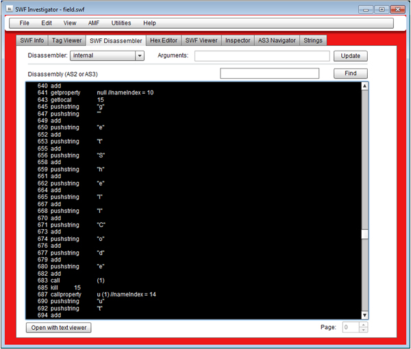 Calling getShellCode from the second SWF component.