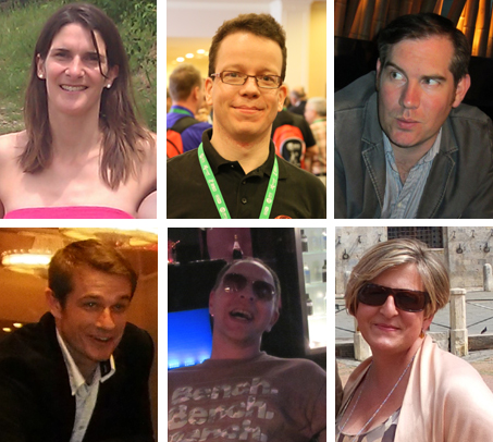 Clockwise from top left: Helen Martin, Martijn Grooten, John Hawes, Allison Sketchley, Simon Bates, Tom Gracey.