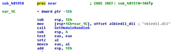 Malware checking for the presence of Sandboxie.