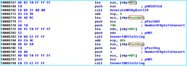 PostMd5 and PostKey strings are generated.