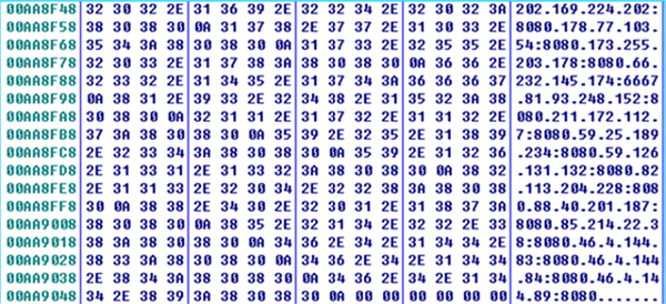 Decrypted IP and port list.