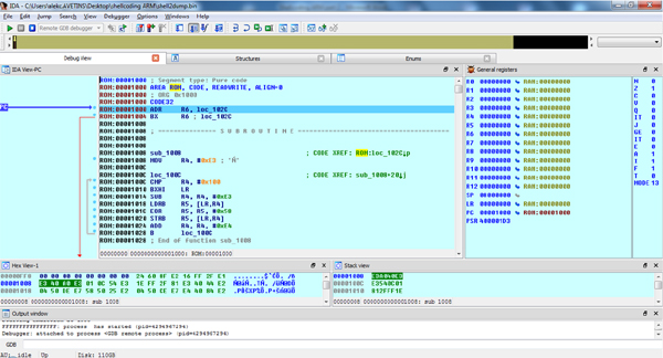 Entry for the decryption loop of polymorphic shellcode.