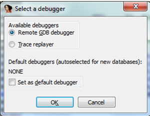 Choosing GDB as debugger.