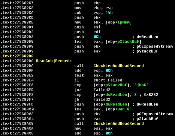 Vulnerable parsing function in MSCOMCTL.OCX (v6.01.9545).