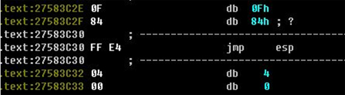 Jmp esp instruction in MSCOMCTL.OCX (v6.01.9545).