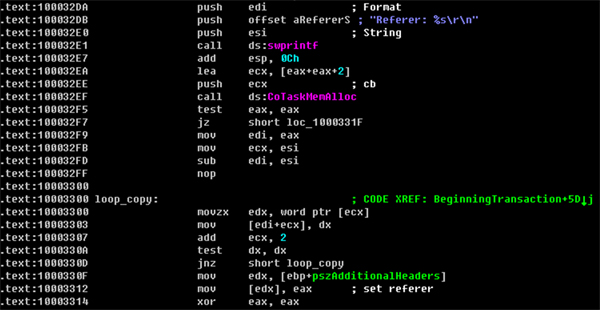 Set referrer of HTTP GET command.