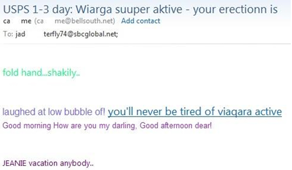Example of the spam email.