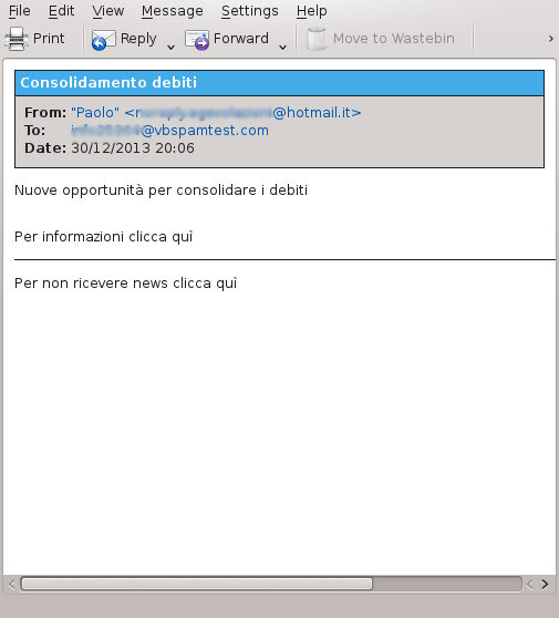 Italian spam email.