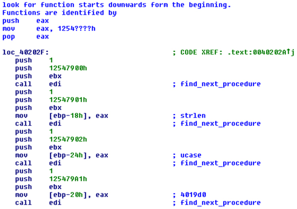 Building the function pointer table.