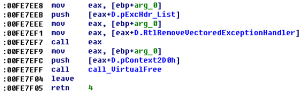 VEH callback function is removed.