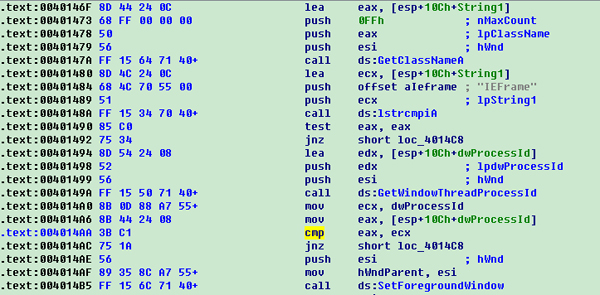 Check whether the target window belongs to the process created by itself.