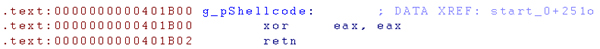 Shellcode zeroing out the EAX register.