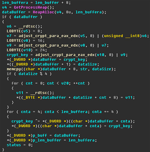 Encryption routine with XOR.