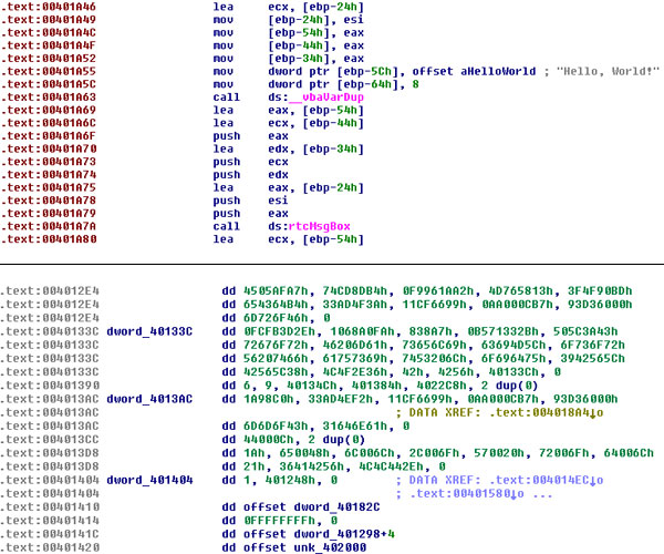 Native code vs. pseudo code.