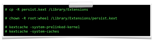 Installing a persistent kernel extension.