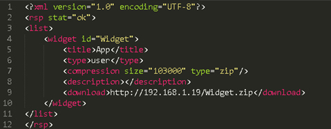 Sample widgetlist.xml.